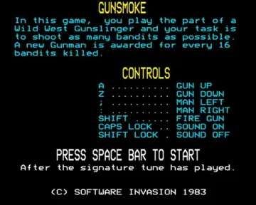 Gunsmoke (1983)(Software Invasion)[GUN1] screen shot title